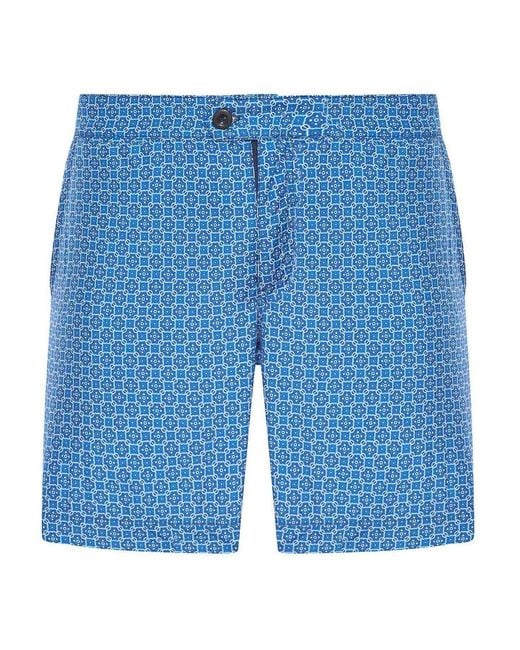 Incotex Blue Patterned Swimsuit for men