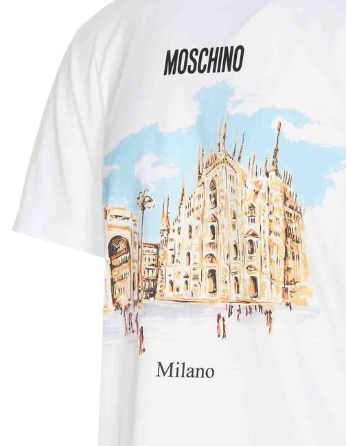 Moschino White Archive Print T-Shirt for men