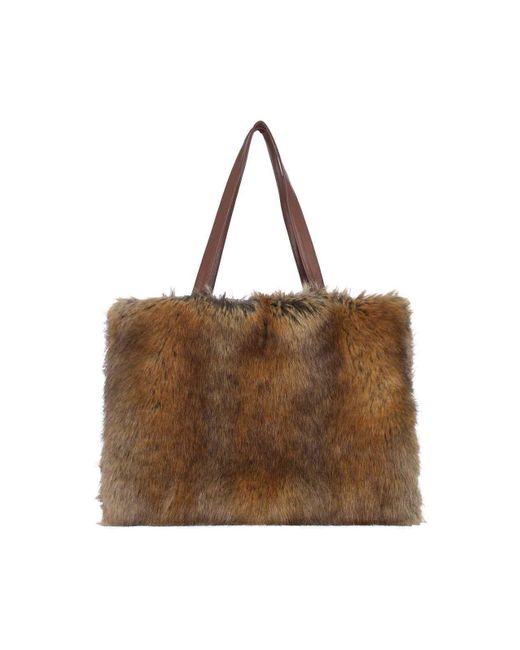 Niccolò Pasqualetti Brown Faux Fur Tote Bag