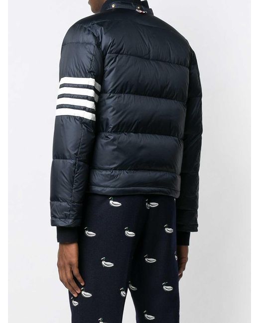 Thom Browne Blue 4-Bar Matte Nylon Bomber for men