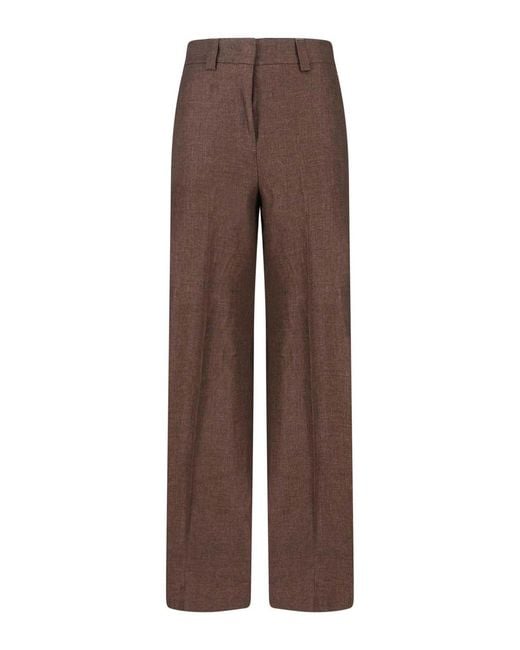 Incotex Brown Tailored Linen Trousers
