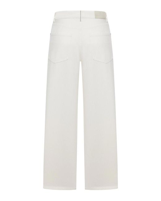 Brunello Cucinelli White Wide Leg Cotton Trousers