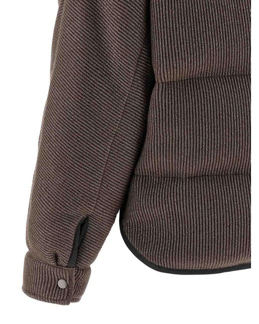 Brunello Cucinelli Gray Lame Wool Down Jacket