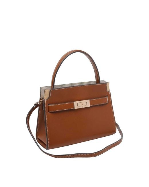 Tory Burch Brown Petite Double Lee Radziwill Handbag