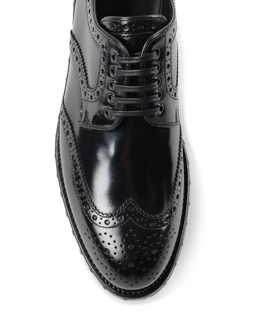Dolce & Gabbana Black Studded Sole Leather Brogues