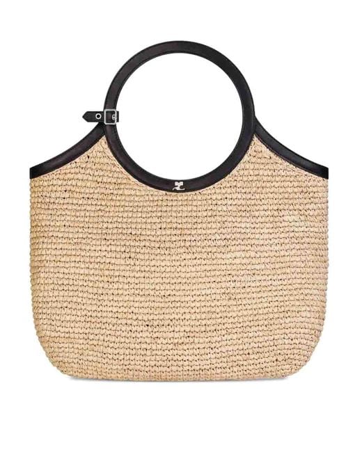 Courreges Natural Holy Raphia Tote Bag