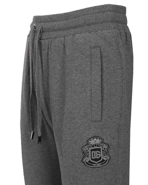 Dolce & Gabbana Gray Jersey Trousers With Heraldic Patch for men
