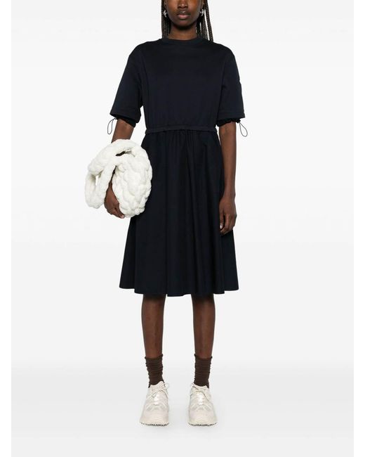 Moncler Black Short-Sleeved Drawstring Midi Dress