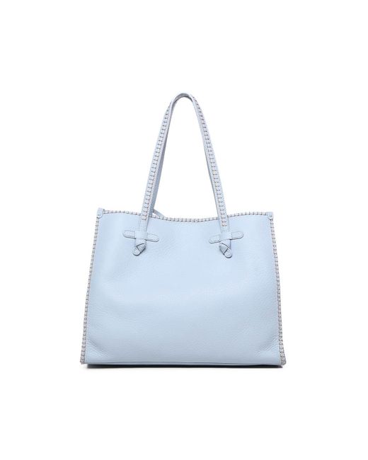 Gianni Chiarini Blue Marcella Shopping Bag In Leather