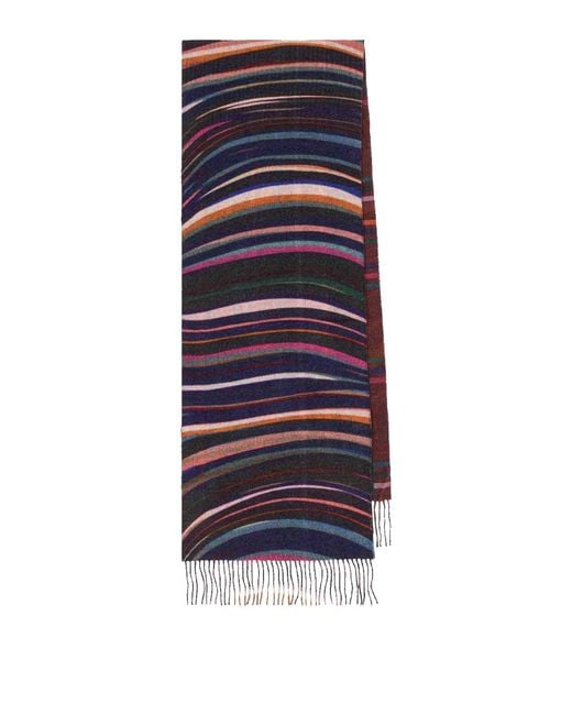 Paul Smith Blue Cashmere Blend Swirl Scarf