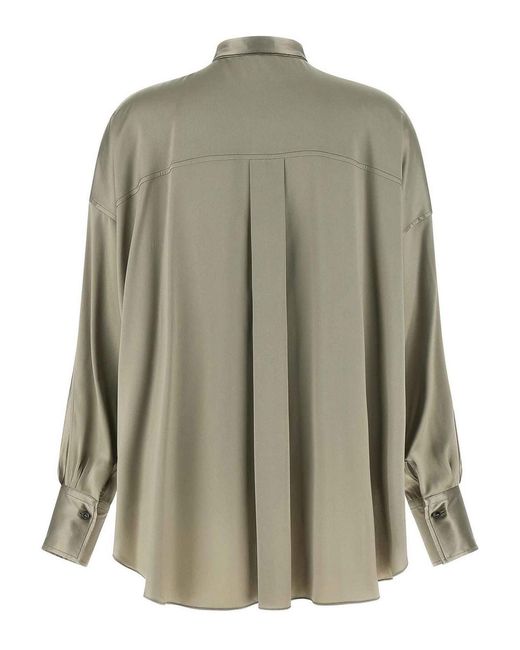 Brunello Cucinelli Green Korean Collar Shirt