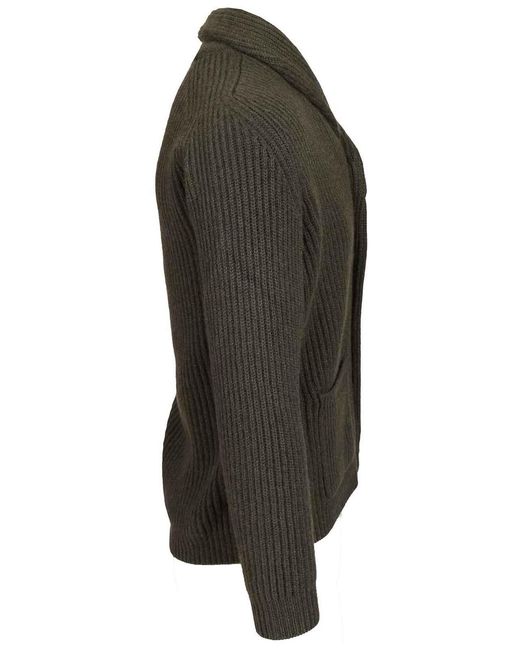 Fedeli Gray Cashmere Shawl Cardigan for men