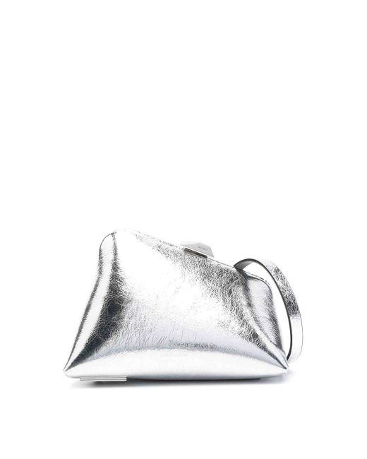 The Attico White Mini Midnight Leather Clutch Bag