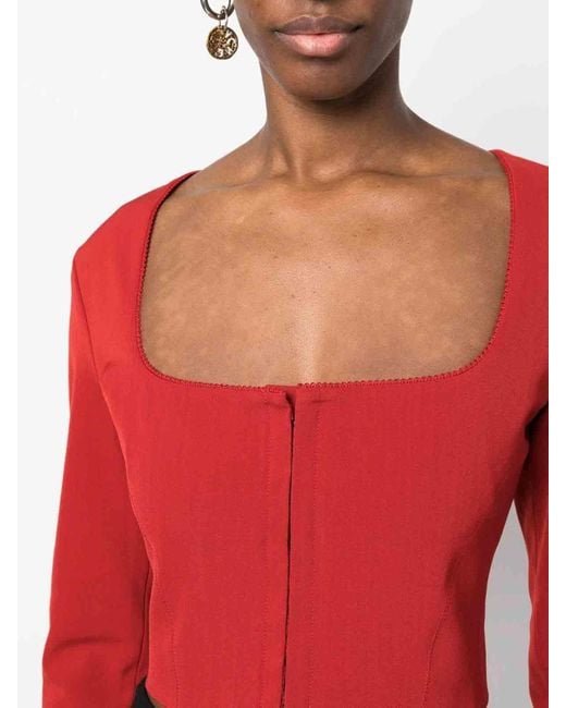 Acne Red Cropped Blouse
