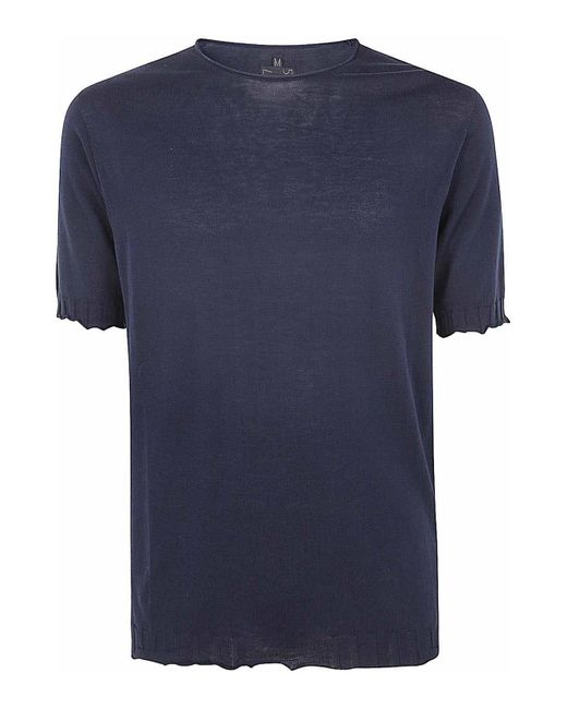 MD75 Blue Classic Round Neck Pullover for men