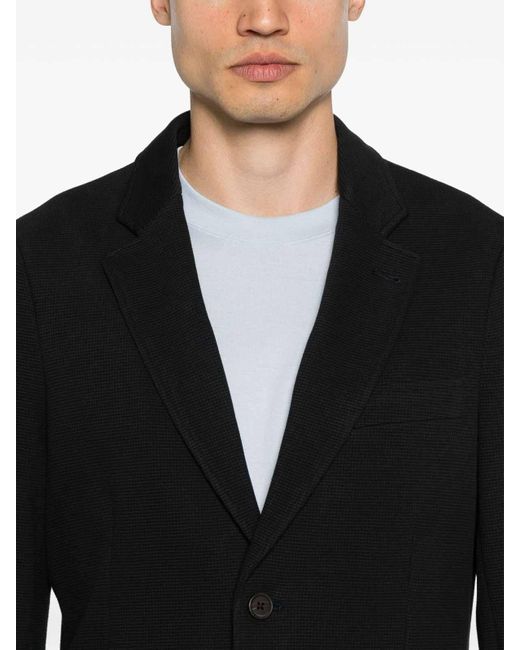 Emporio Armani Black Cotton Single-Breasted Jacket for men