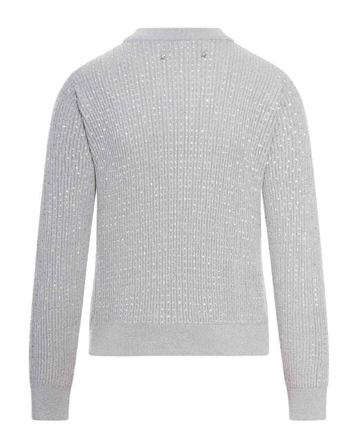 Golden Goose Deluxe Brand Gray Textured Open-Knit Crewneck Sweater
