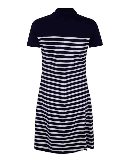 Polo Ralph Lauren Blue Stp Ff Pl Short Sleeve Day Dress