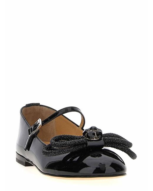 Mach & Mach Black Double Bow Ballet Flats
