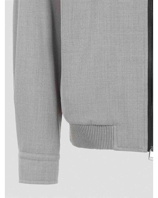 Brioni Gray Zip-Up Blouson Jacket for men