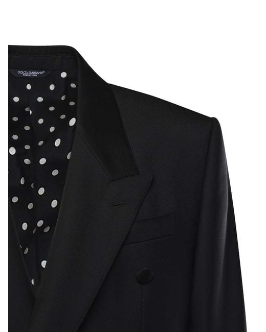 Dolce & Gabbana Black Sicilian Double-Breasted Wool Jacket for men
