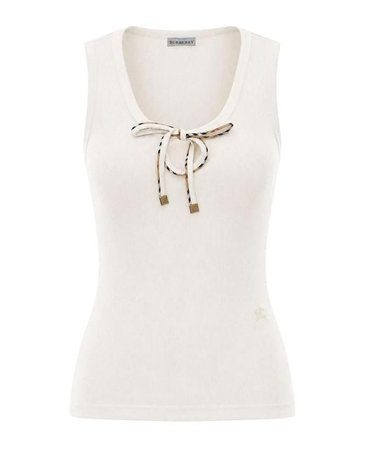 Burberry White Tierra Tank Top