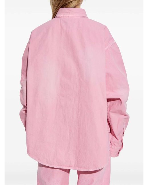 Balenciaga Pink Logo-Embroidered Shirt