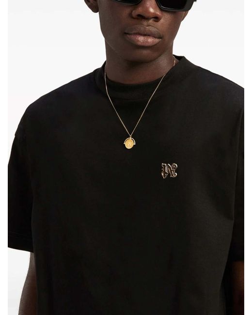 Palm Angels Black Monogram Pin T-shirt for men