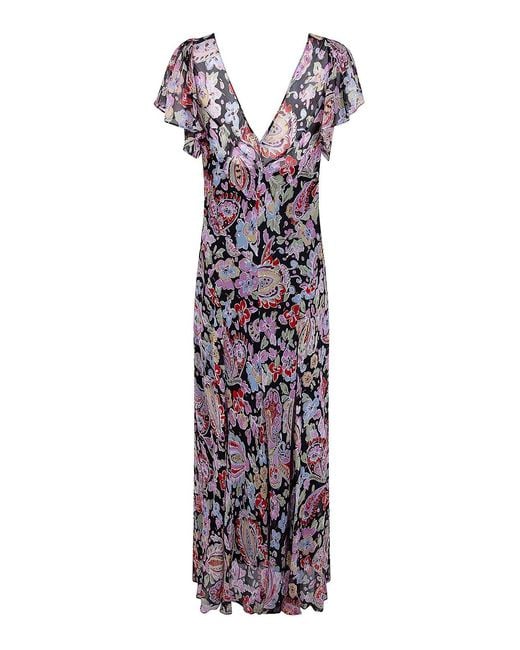 Rixo Purple Bexley Dress Cara Floral