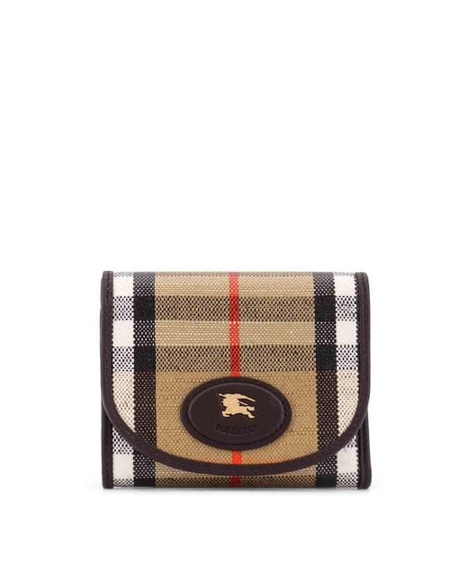 Burberry White Highlands Compact Wallet With Leather Inserts