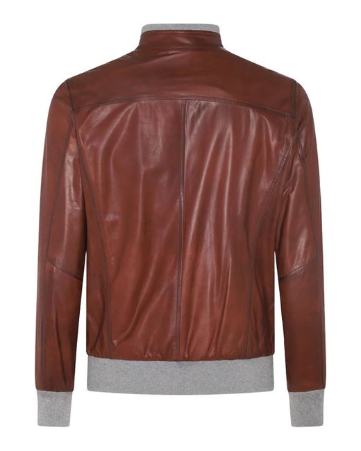 Barba Napoli Brown Leather Jacket for men