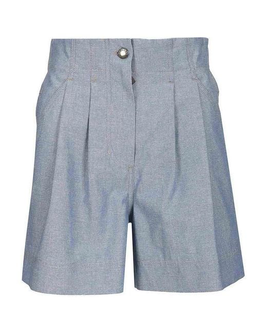 Moncler Blue Chambray Cotton Shorts
