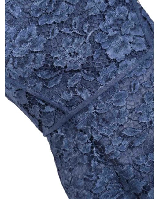 Clips Blue Cotton Blend Lace Sheath Dress