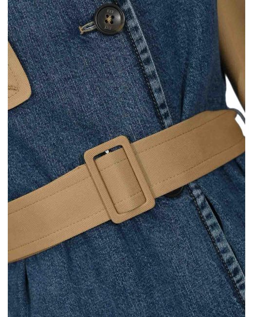 Fay Blue Cotton Drill And Denim Trench Coat