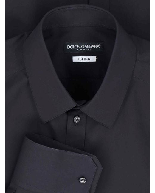 Dolce & Gabbana Blue Stretch Cotton Shirt for men