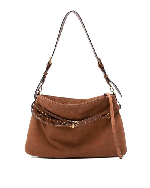 Pinko Brown Suede Big Belt Bag
