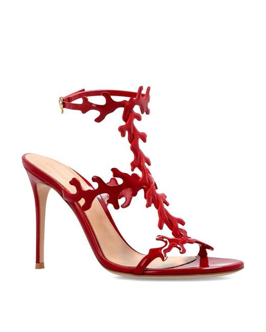 Gianvito Rossi Red Ocean Leather Heel Sandals