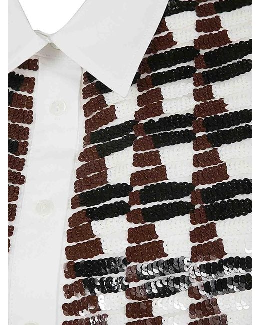 P.A.R.O.S.H. White Sequined Plastron Shirt