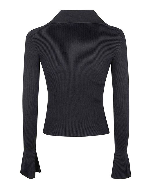 Self-Portrait Blue Button Down Knit Top