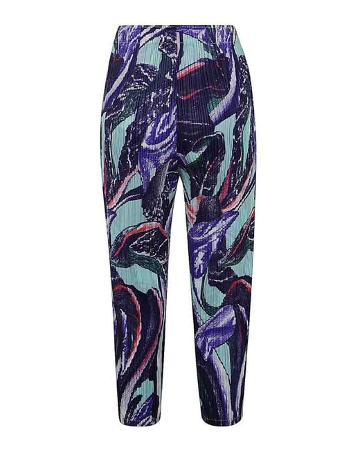Pleats Please Issey Miyake Blue Pleats Please Issey Miyake Tardivo Cropped Pleated Trousers