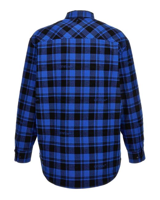 Off-White c/o Virgil Abloh Blue Checked Flannel Shirt for men