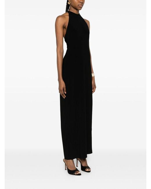 Norma Kamali Black Side Slit Long Dress