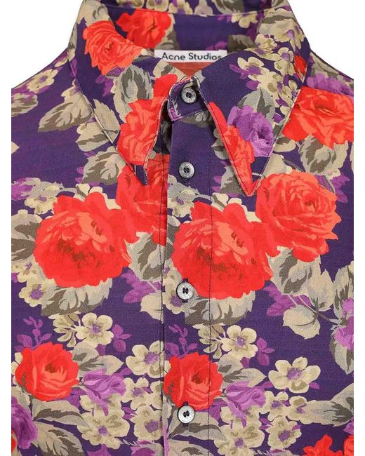 Acne Red Floral Print Shirt for men