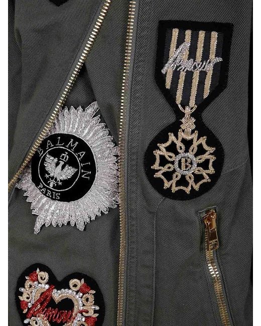 Balmain Black Denim Biker Jacket W/ Patch for men