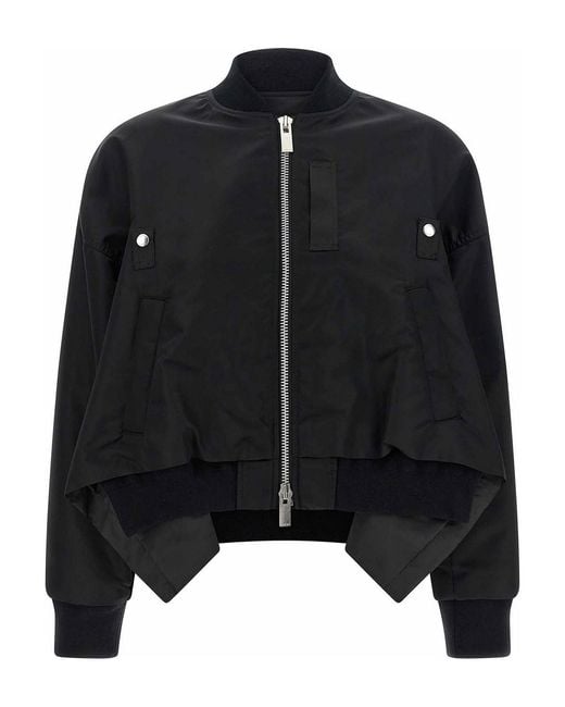 Sacai Black Asymmetrical Blouson Bottom