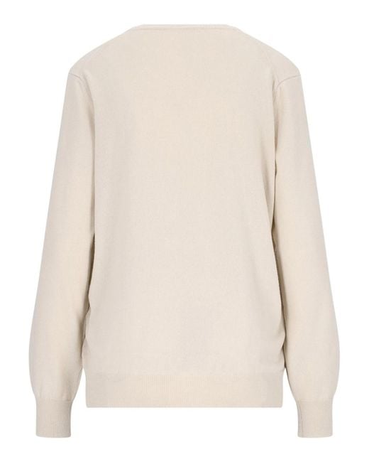 Canessa Natural Ribbed Cashmere V-Neck Sweater