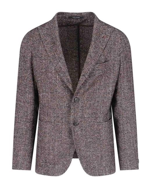 Tagliatore Brown Houndstooth Single-Breasted Blazer for men