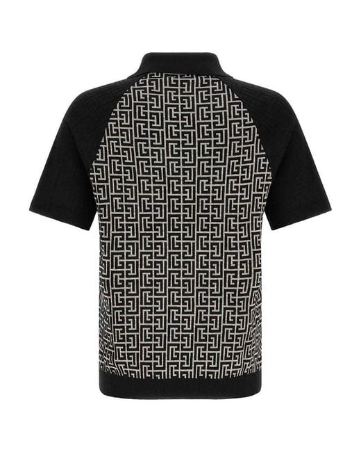 Balmain Black Pb Monogram Polo for men