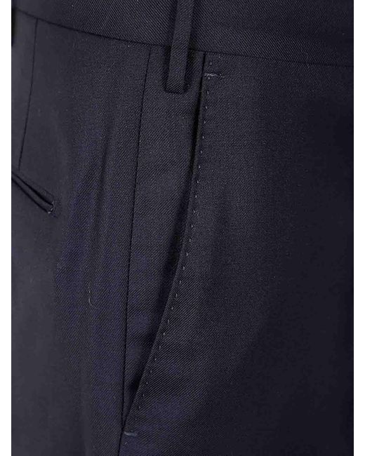 Incotex Blue Wool Straight-Leg Casual Trousers for men