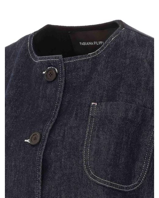 Fabiana Filippi Blue Denim And Jacket With Frontal Buttons